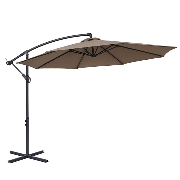 CASAINC 10-ft Taupe Offset Patio Umbrella Crank