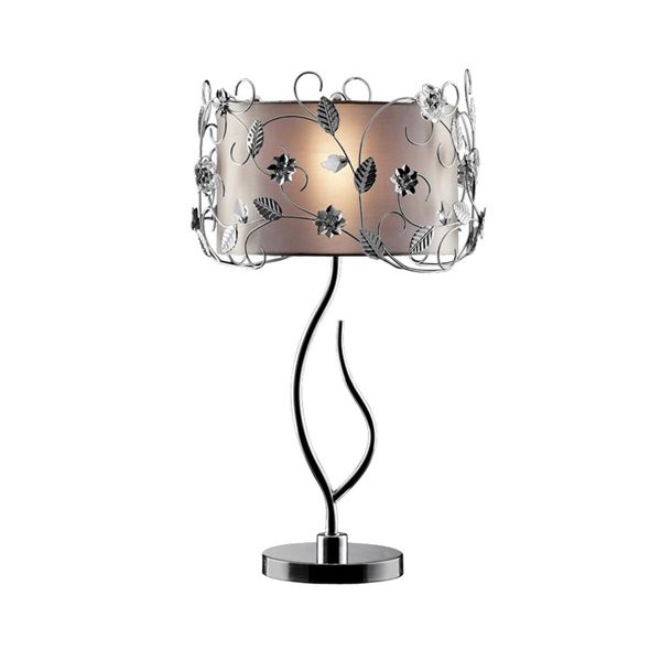 ORE International 11-in Silver 3-Way Table Lamp with Fabric Shade