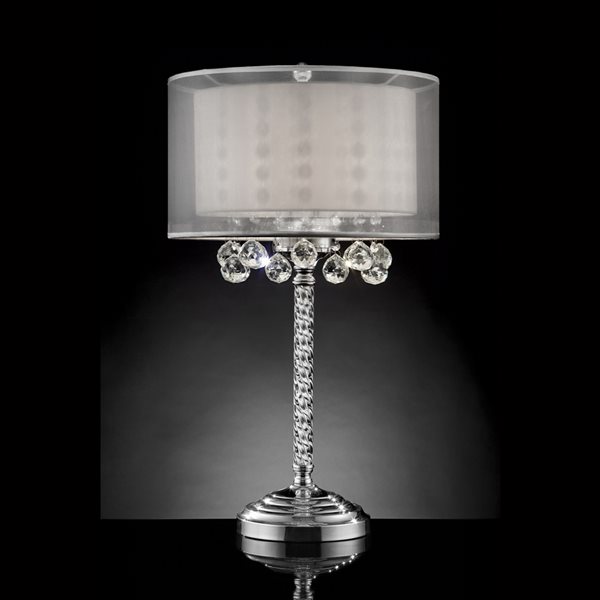 ORE International Moiselle 30-in Silver Table Lamp with Fabric Shade