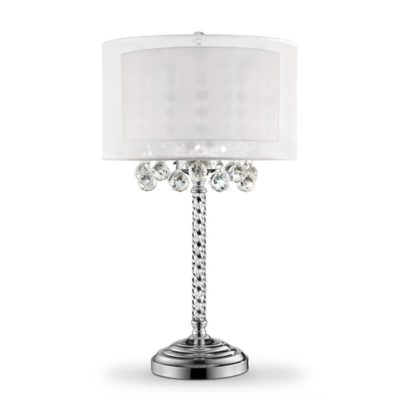 ORE International Moiselle 30-in Silver Table Lamp with Fabric Shade