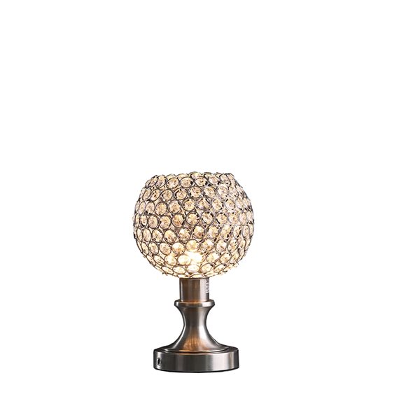 ORE International Elise 11.5-in Silver Integrated LED Table Lamp with Crystal Shade