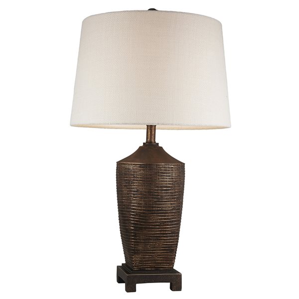 ORE International Kayan 30-in Bronze Rotary Socket Table Lamp with Fabric Shade