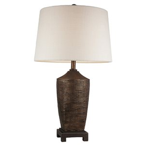 ORE International Kayan 30-in Bronze Rotary Socket Table Lamp with Fabric Shade