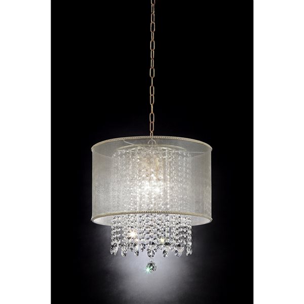 Ore International Bhavya 3-Light Gold Modern/Contemporary Crystal Chandelier