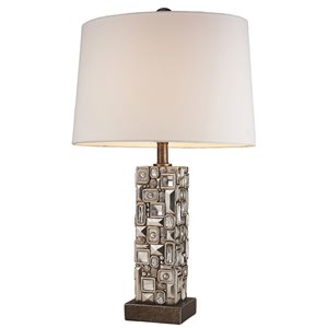 ORE International Sierra 28-in Silver and Brown 3-Way Table Lamp with Fabric Shade