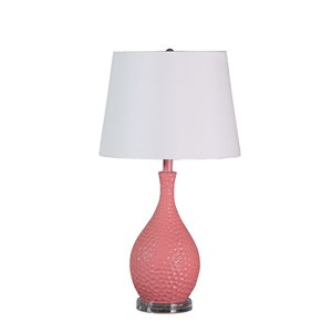 ORE International Telli 28-in Pink Rotary Socket Table Lamp with Fabric Shade