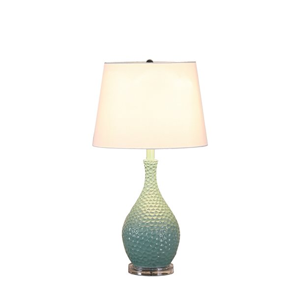 ORE International Telli 28-in Teal Rotary Socket Table Lamp with Fabric Shade