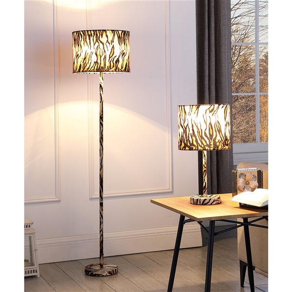 ORE International 59-in Tiger Print Standard Floor Lamp