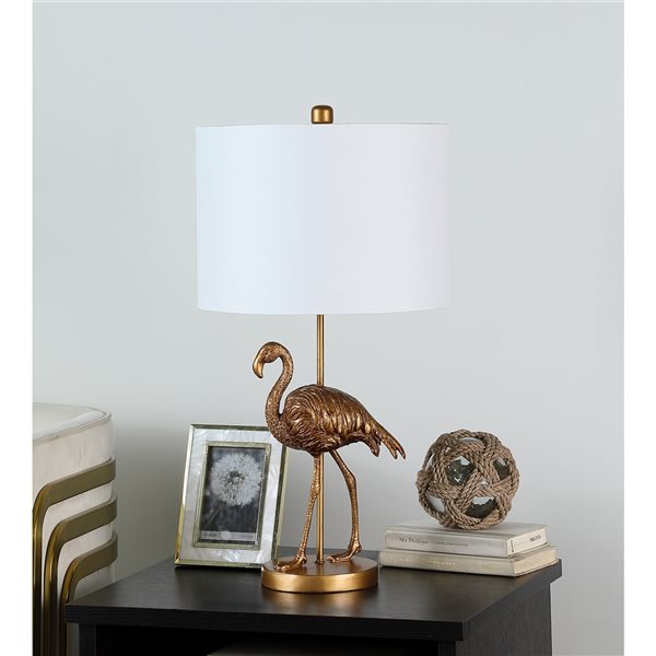 ORE International 26-in Matte Gold Table Lamp with Fabric Shade