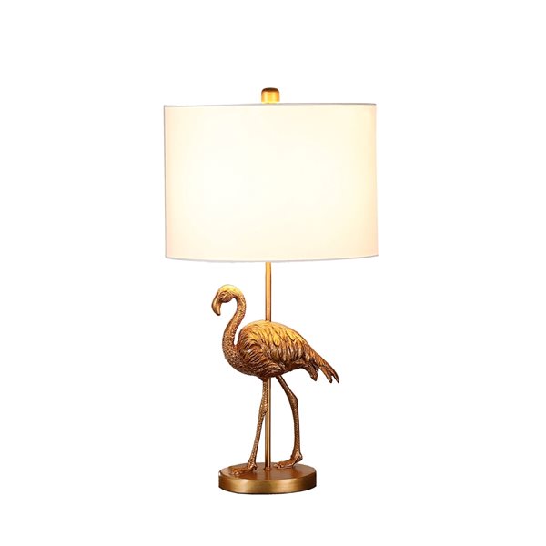 ORE International 26-in Matte Gold Table Lamp with Fabric Shade