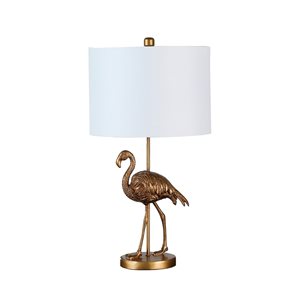 ORE International 26-in Matte Gold Table Lamp with Fabric Shade