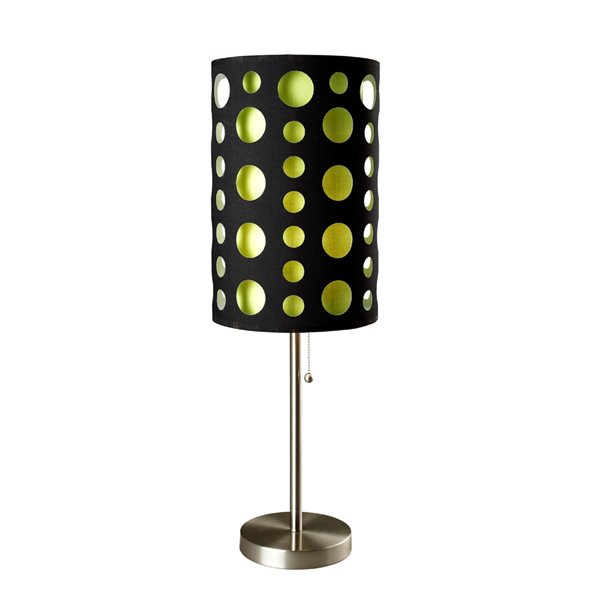ORE International 33-in Black and Green Pull-Chain Table Lamp with Fabric Shade