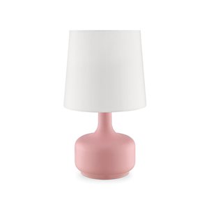 ORE International Cheru 17.25-in Pink Touch Table Lamp with Fabric Shade