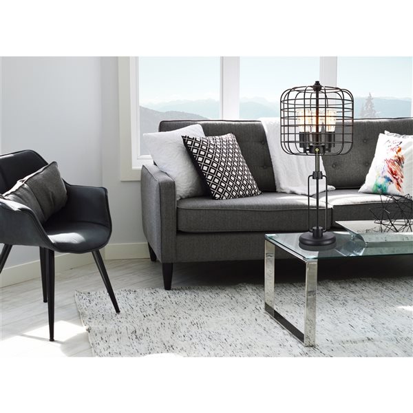 ORE International Edison 26.5-in Black Pull-Chain Table Lamp with Metal Shade