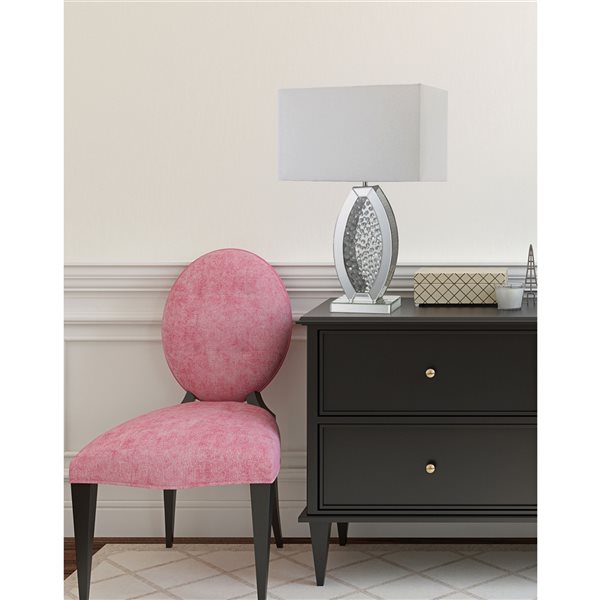 ORE International Neville 30.5-in Silver Rotary Socket Table Lamp with Fabric Shade