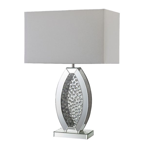 ORE International Neville 30.5-in Silver Rotary Socket Table Lamp with Fabric Shade