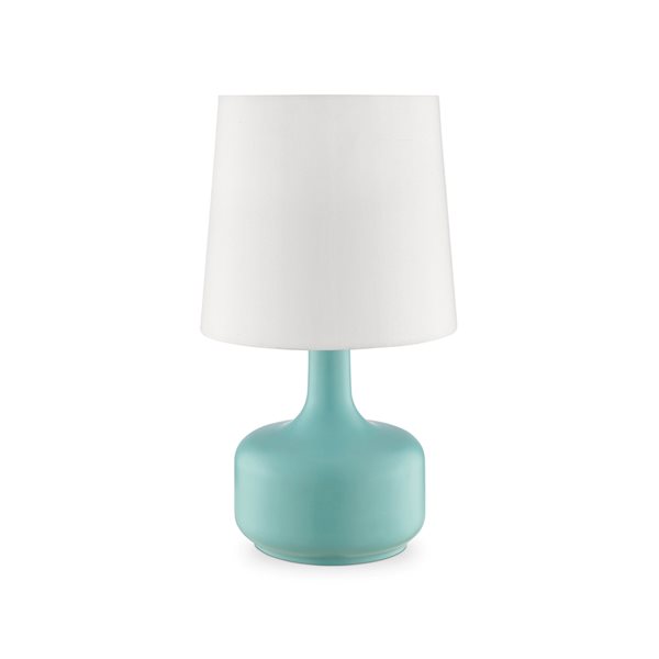 Lampe de table Cheru par ORE International bleu sarcelle de 17,25 po tactile avec abat-jour en tissu