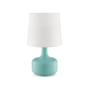 ORE International Cheru 17.25-in Teal Touch Table Lamp with Fabric Shade