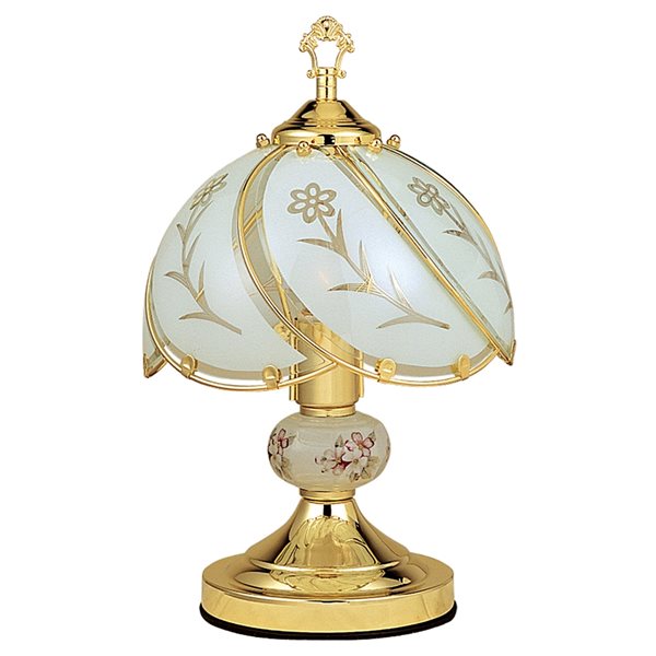 ORE International 14.25-in Gold 3-Way Table Lamp with Glass Shade