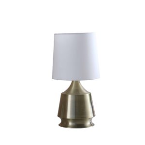ORE International Ellis 14-in Antique Brass Table Lamp with Fabric Shade
