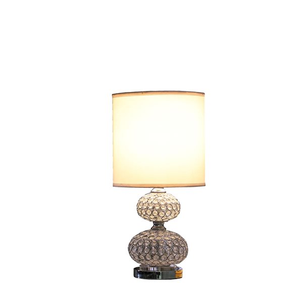 ORE International 24-in Silver Table Lamp with Fabric Shade