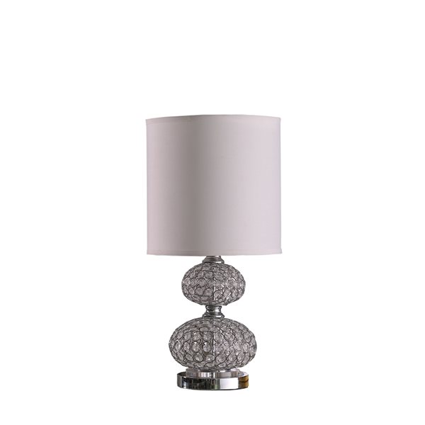 ORE International 24-in Silver Table Lamp with Fabric Shade