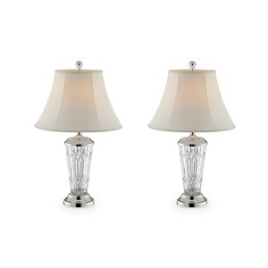 ORE International Portia 26.5-in White Rotary Socket Table Lamp with Fabric Shade (Set of 2)