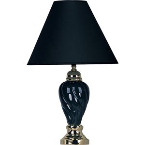 ORE International 22-in Black Rotary Socket Table Lamp with Fabric Shade