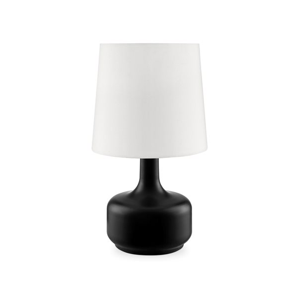 Lampe de table Cheru par ORE International noire de 17,25 po tactile avec abat-jour en tissu