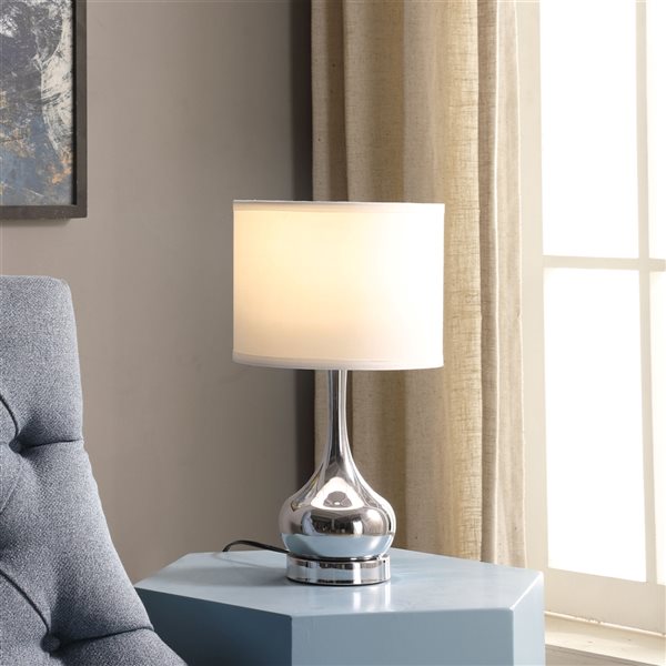 ORE International Corrine 18.75-in Sliver Table Lamp with Fabric Shade