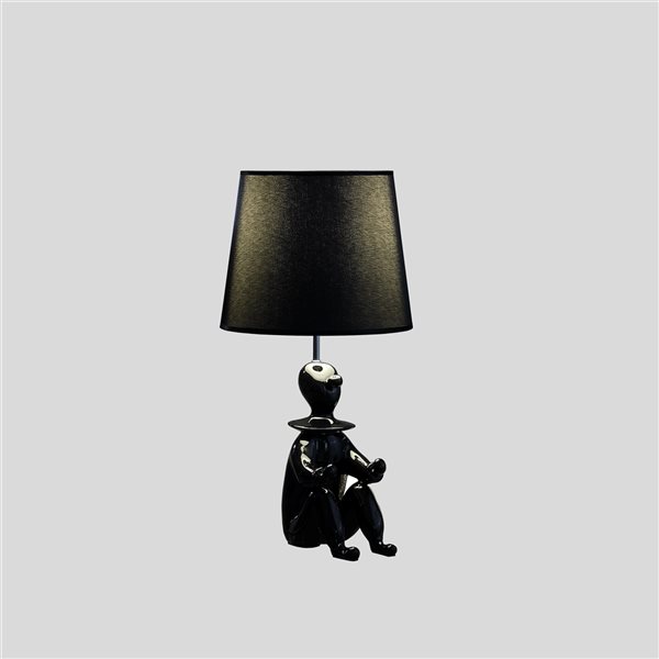 ORE International 21.25-in Black Table Lamp with Fabric Shade