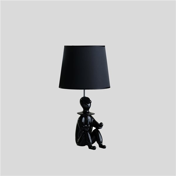 ORE International 21.25-in Black Table Lamp with Fabric Shade