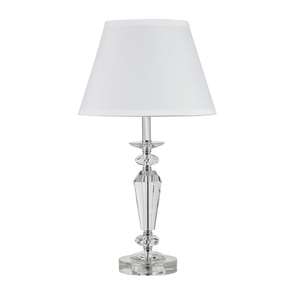 Lampe de table ORE International blanche de 21,5 po avec abat-jour en tissu