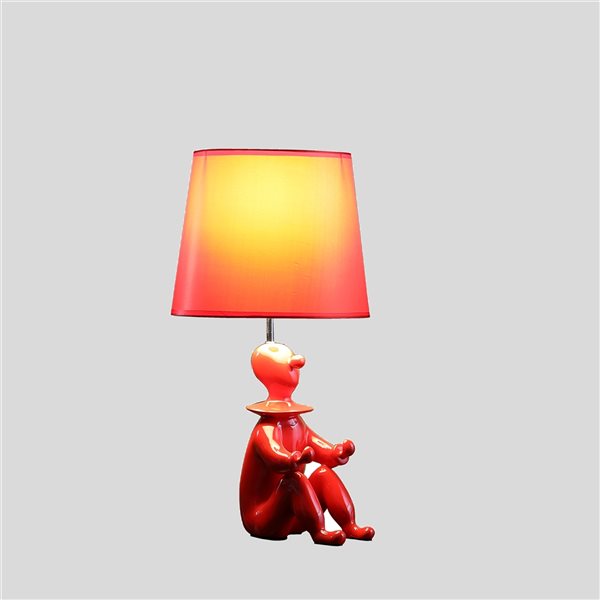 ORE International 21.25-in Red Table Lamp with Fabric Shade