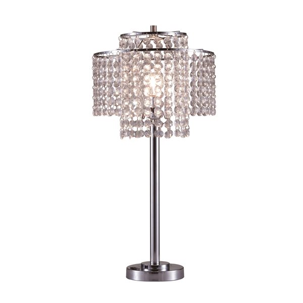ORE International Holly Glam 26-in Chrome Pull-Chain Table Lamp with Acrylic Shade