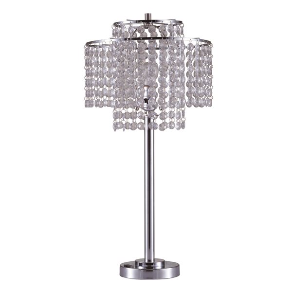 ORE International Holly Glam 26-in Chrome Pull-Chain Table Lamp with Acrylic Shade