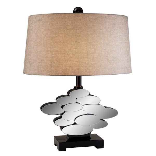 ORE International 25-in Bronze and Silver 3-Way Table Lamp with Fabric Shade