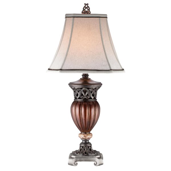 ORE International 32-in 3-Way Bronze Table Lamp with Fabric Shade