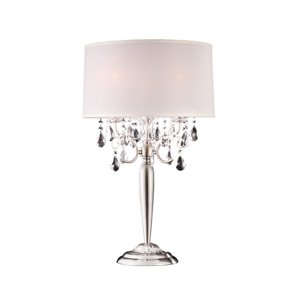 ORE International 29-in Silver 3-Way Table Lamp with Fabric Shade