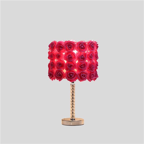 ORE International 18.25-in Pink Integrated LED Table Lamp with Fabric Shade