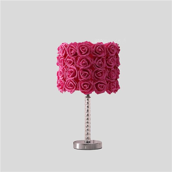 ORE International 18.25-in Pink Integrated LED Table Lamp with Fabric Shade