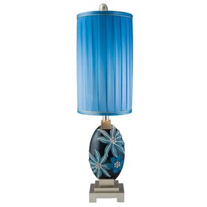 ORE International Demeter 31-in Blue 3-Way Table Lamp with Fabric Shade