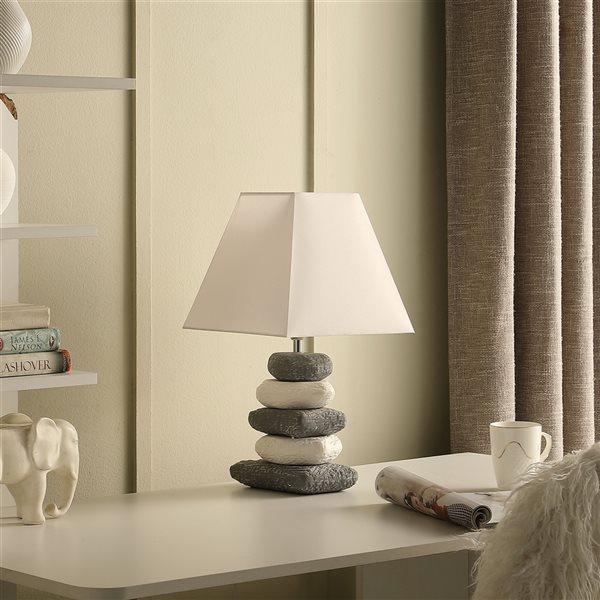 ORE International Darya 17.5-in Off-white and Grey Table Lamp with Metal Shade