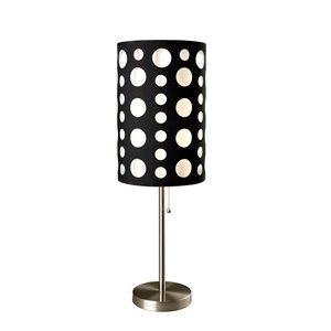 ORE International 33-in Black and White Pull-Chain Table Lamp with Fabric Shade