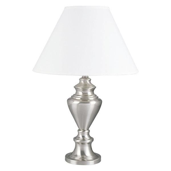 ORE International 27.5-in Silver 3-Way Table Lamp with Fabric Shade