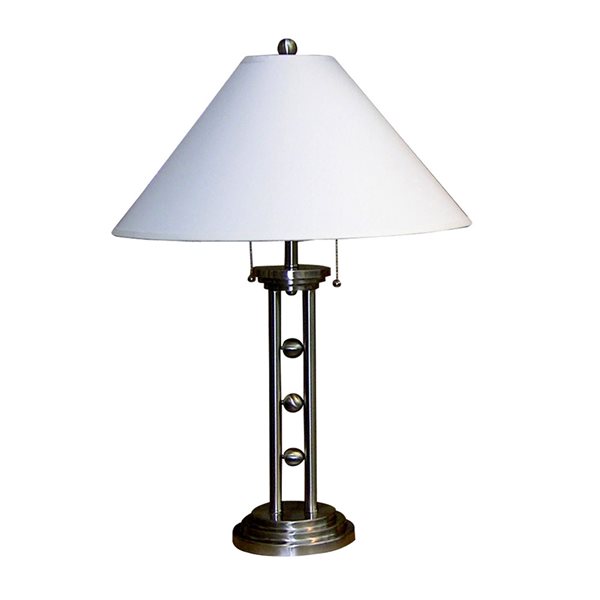 ORE International Silver Tone 27-in Silver Table Lamp with Fabric Shade