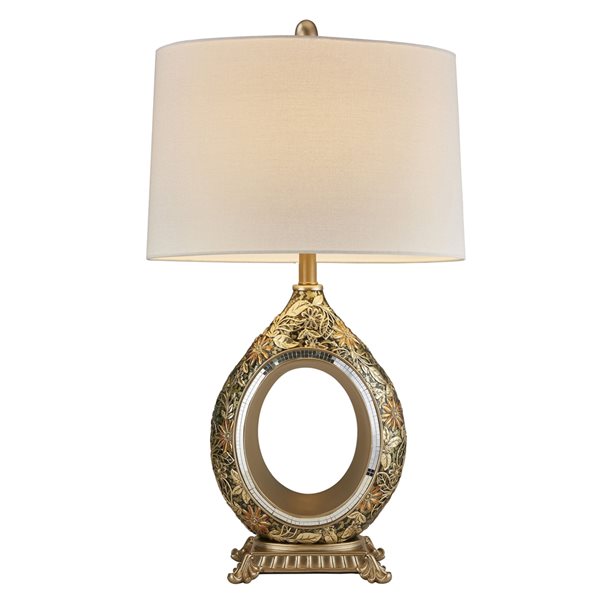 ORE International 30.5-in Gold 3-Way Table Lamp with Fabric Shade