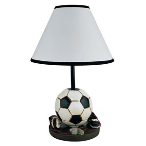 ORE International 15-in Black and White Table Lamp with Fabric Shade