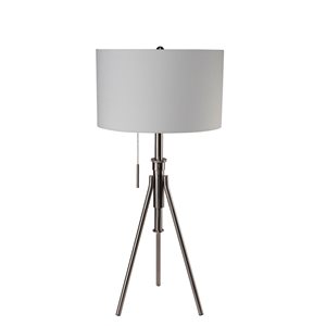 ORE International 32.5-in Silver Pull-Chain Table Lamp with Fabric Shade