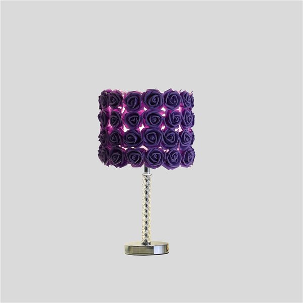 ORE International 18.25-in Purple Table Lamp with Fabric Shade